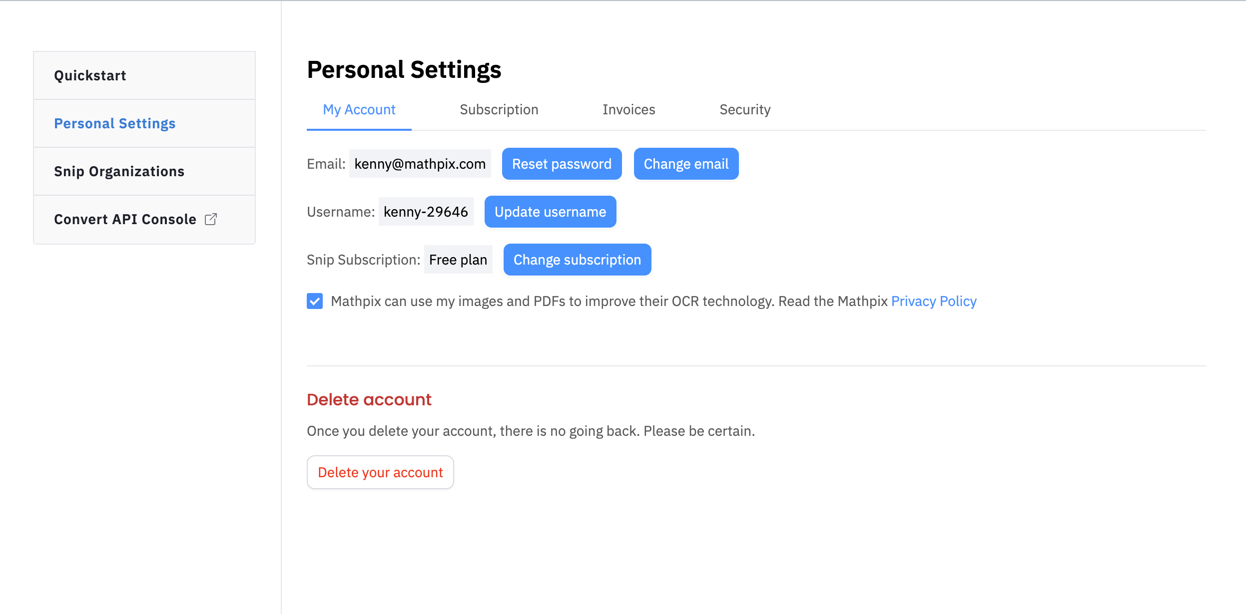 Account settings overview