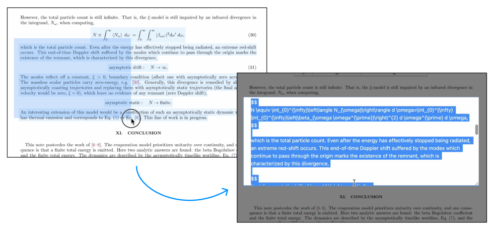 Click and drag to select multiple lines