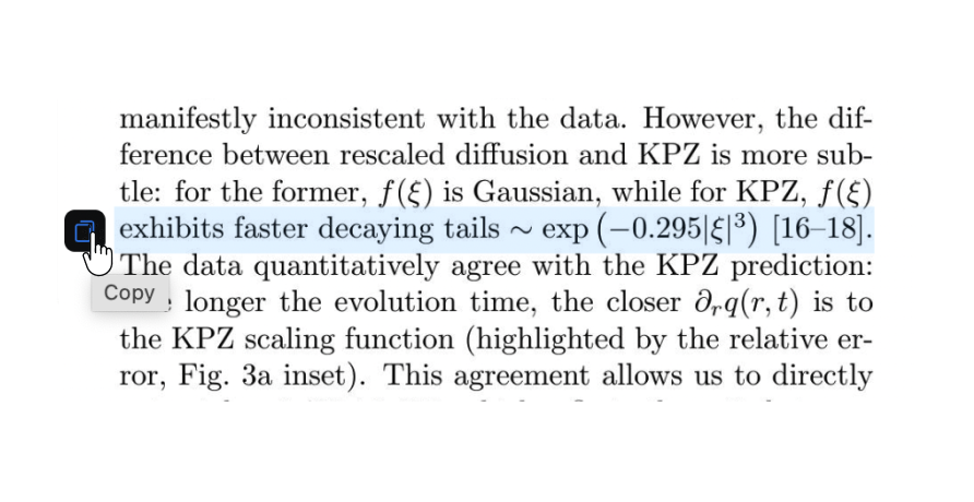 Copy single lines of text and math