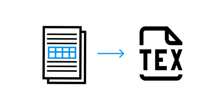 A diagram showing table to LaTeX conversion